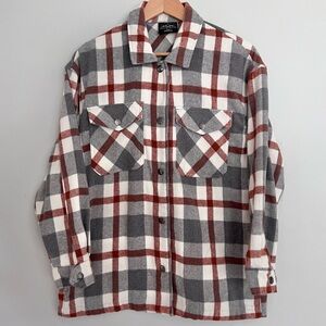 Oversized Plaid Shirt Jacket Flannel‎ Heavyweight Snap Button Women’s S Small